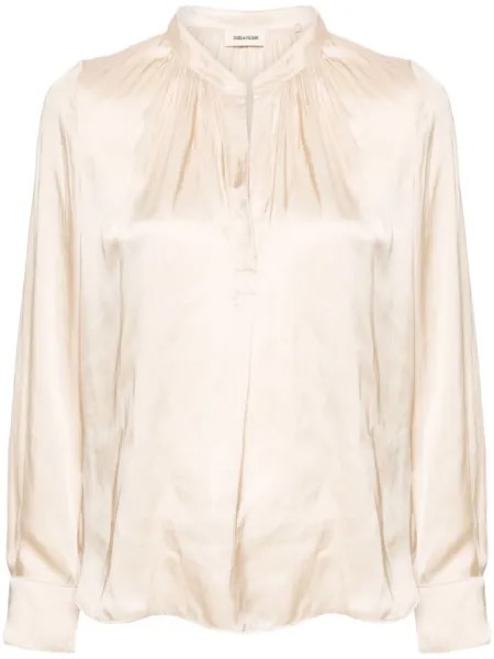 Zadig&Voltaire атласная блузка со сборками, нейтральный цвет
