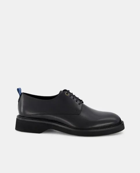 Мужские кожаные туфли на шнуровке с гладким верхом и ремешком сзади Lottusse, черный