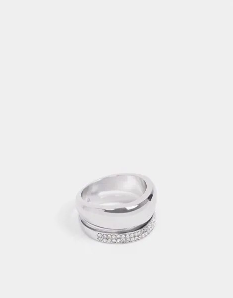 Двойное серебристое кольцо со стразами Liars & Lovers-Серебряный