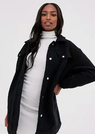 Удлиненная куртка в стиле вестерн из искусственного меха Brave Soul Tall - hitomi-Черный