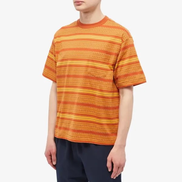 Velva Sheen Футболка Made in Japan с жаккардовыми полосками, оранжевый
