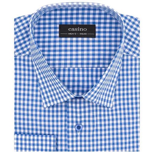Рубашка мужская длинный рукав CASINO c215/151/2496/Z, Полуприталенный силуэт / Regular fit, цвет Голубой, рост 174-184, размер ворота 44