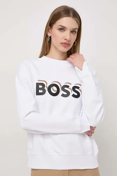 Хлопковая толстовка Boss, белый