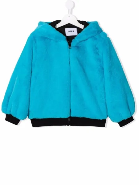 MSGM Kids куртка из искусственного меха с капюшоном