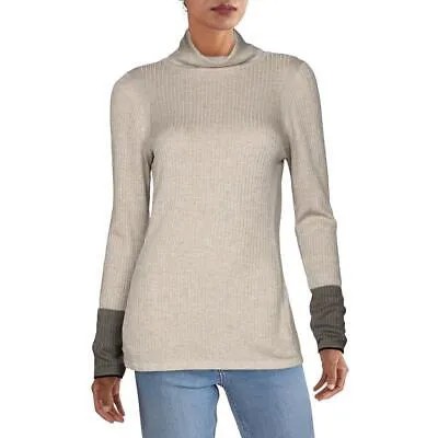 Nic + Zoe Женская коричневая водолазка в рубчик Balance L BHFO 4721