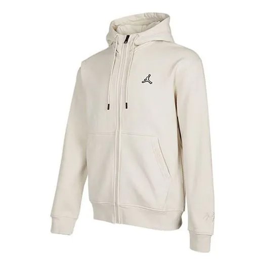 Толстовка Men's Air Jordan Fleece Lined Flying Man Logo Zipper Cardigan Jacket Creamy White, цвет creamy