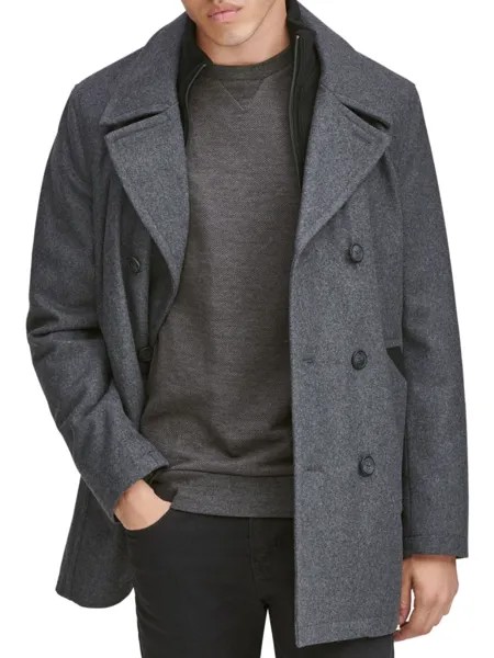 Двубортный шерстяной пиджак Burnett Andrew Marc, цвет Charcoal