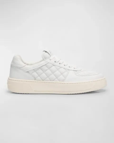 Стеганые кожаные низкие кеды Courtside Stuart Weitzman, цвет White
