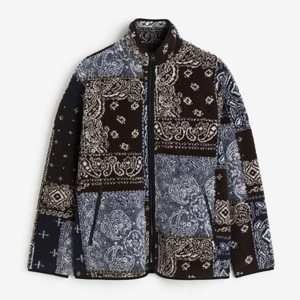 Флисовая куртка H&M Regular Fit Paisley, синий