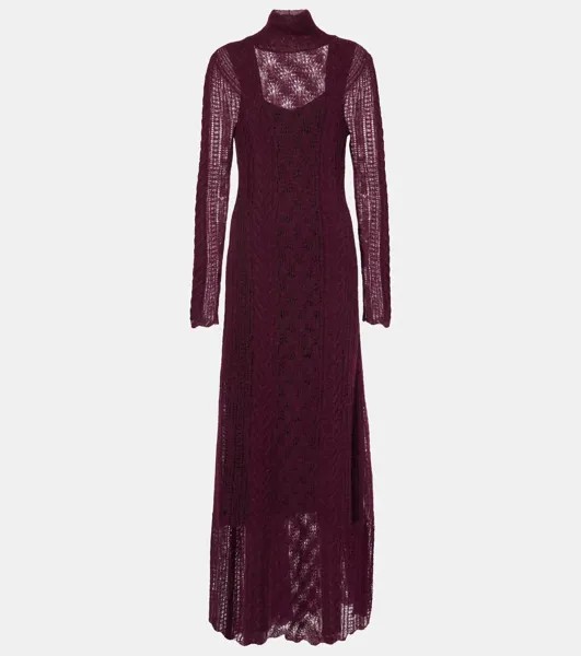 Длинное платье Kassia из шерстяной смеси ажурной вязки Ulla Johnson, цвет bordeaux