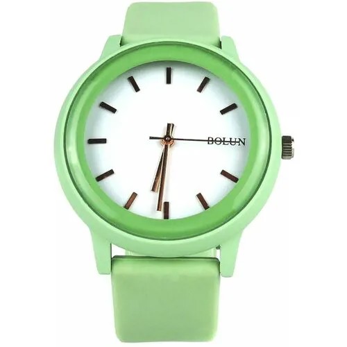 Наручные часы Женские наручные часы, кварцевый механизм, резиновый цветной ремешок, салатовые, зеленый