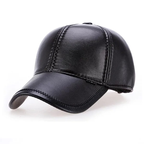 Кожаная шляпа Зимняя шляпа Бейсболка Регулируемая для мужчин Черные шляпы Мужские шляпы Шапки Коричневая шляпа