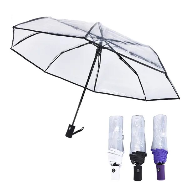 Автоматический открытый закрыть сгиб ветрозащитный зонт Компактный дождь Прозрачный Прозрачный