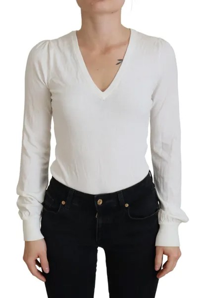 PATRIZIA PEPE Женская блузка цвета слоновой кости с v-образным вырезом и длинными рукавами IT1/XS Рекомендуемая цена: 230 долларов США