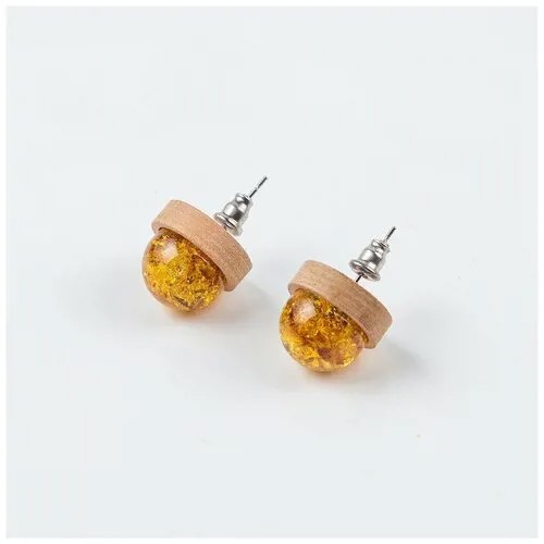 Серьги Amberprofi, янтарь, оранжевый, коричневый