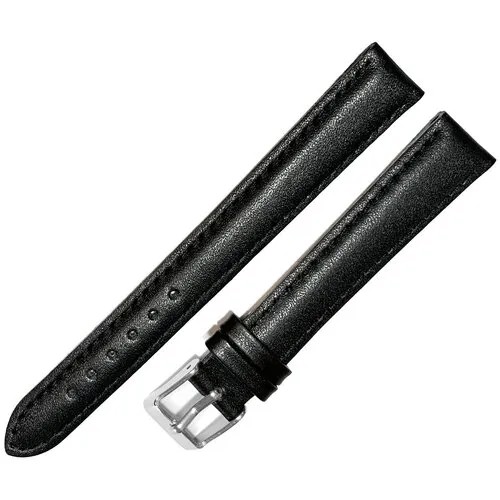 Ремешок 1407-01-1-1 Classic Черный кожаный ремень 14 мм для часов наручных из натуральной кожи длинный женский гладкий