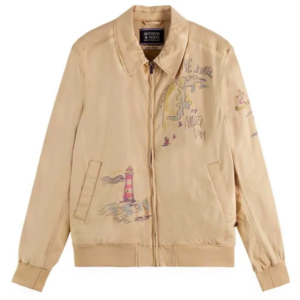 Куртка Scotch & Soda Placement Print Harrington Bomber, бежевый