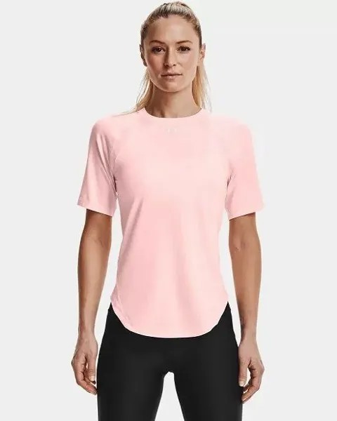 Футболка Under Armour CoolSwitch женская, розовая, белая, спортивная, топ, футболка для спортивной одежды