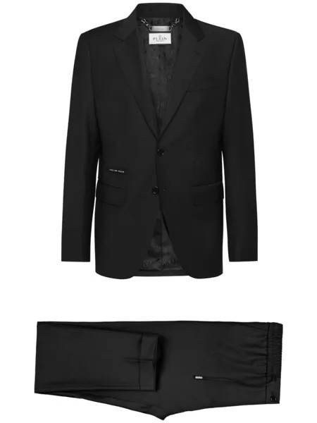 Philipp Plein костюм с однобортным пиджаком и логотипом, черный