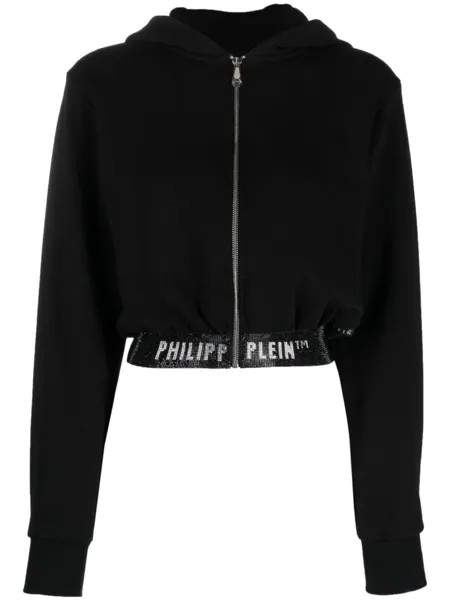 Philipp Plein укороченное худи с логотипом, черный