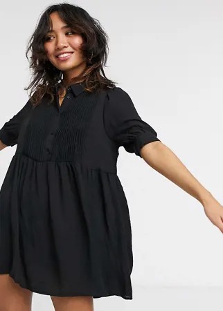 Черное платье-рубашка в стиле babydoll с пышными рукавами Vero Moda Petite-Зеленый цвет