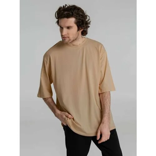 Футболка molti, хлопок, однотонная, размер XL/XXL, бежевый
