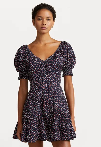 Летнее платье Short Sleeve Day Dress Polo Ralph Lauren, цвет dark blue/red