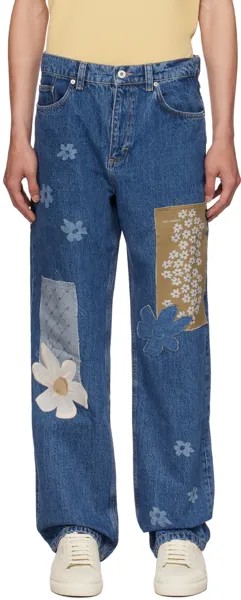 Синие джинсы в стиле пэчворк Axel Arigato Zine