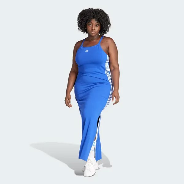 Платье макси с 3 полосками Adicolor (большие размеры) Adidas, цвет Semi Lucid Blue