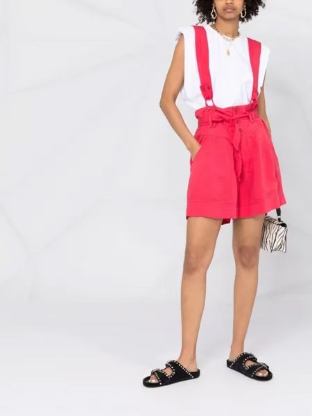 ISABEL MARANT шорты с завышенной талией и съемными подтяжками, красный