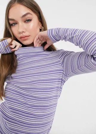 Лонгслив из органического хлопка в синюю полоску Monki Samina-Голубой