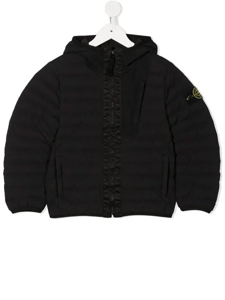 Stone Island Junior пуховик с нашивкой-логотипом