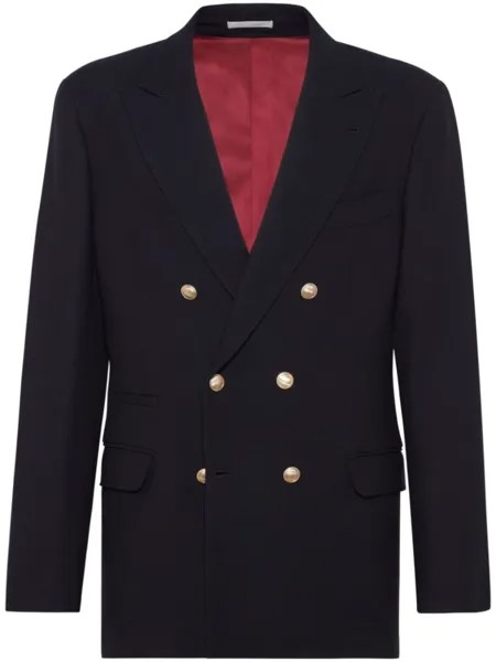 Brunello Cucinelli однобортный пиджак из смесовой шерсти, синий