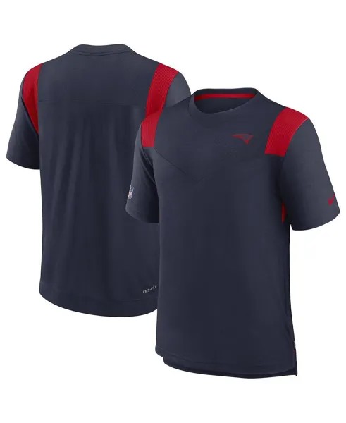 Мужская темно-синяя футболка с логотипом new england patriots sideline performance player Nike, синий