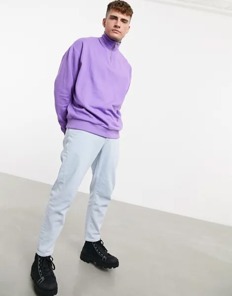 Фиолетовый oversized-свитшот с короткой молнией ASOS DESIGN-Синий