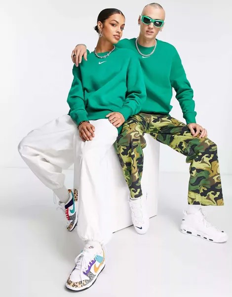 Малахитово-зеленый свитшот унисекс Nike Mini Swoosh Oversized