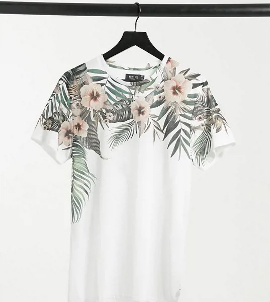Бежевая футболка с цветочным принтом Burton Menswear Big & Tall-Белый