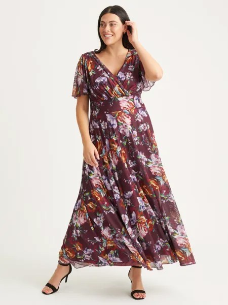 Платье Макси Изабель Scarlett & Jo, бордовый мульти
