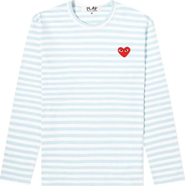 Лонгслив Comme des Garçons Long-Sleeve Striped Tee With Small Heart 'Blue', синий