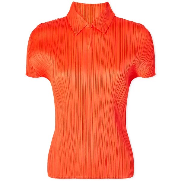Поло Pleats Please Issey Miyake Short Sleeve Pleats Polo Top, оранжевый