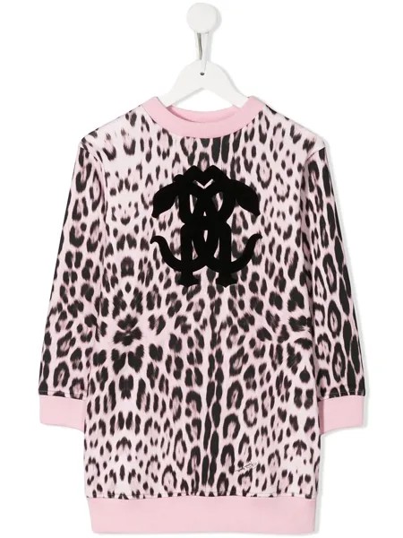 Roberto Cavalli Junior платье-свитер с леопардовым принтом