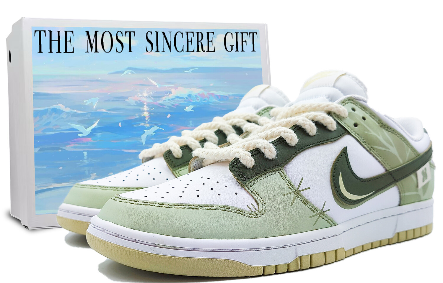 Кроссовки Nike Dunk Skateboarding Shoes Unisex Low-top Green, зеленый