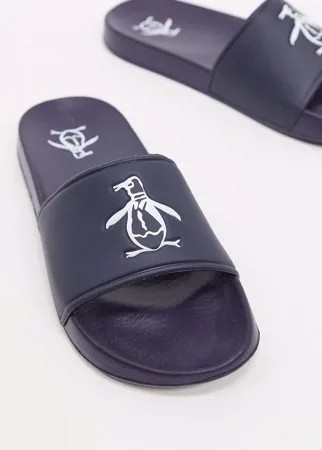 Темно-синие шлепанцы с логотипом Original Penguin-Темно-синий