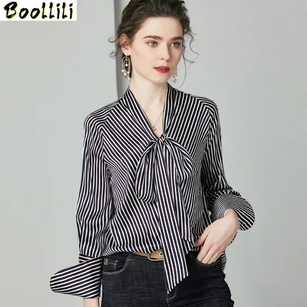 Boollili/элегантные женские топы и блузки, рубашка из натурального шелка, весенне-осенняя одежда 2020, Корейская Офисная Женская одежда, блузки