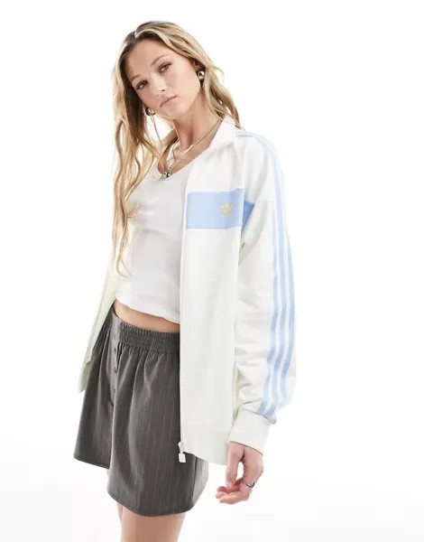 Бело-синяя спортивная куртка в стиле ретро adidas Originals