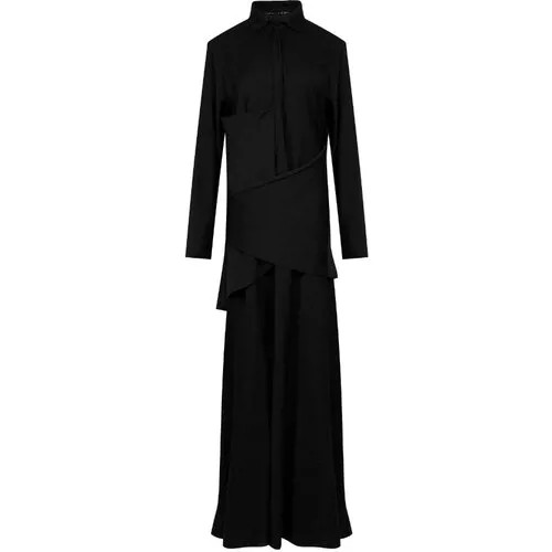 Платье с запахом Malloni, в классическом стиле, размер 48, черный