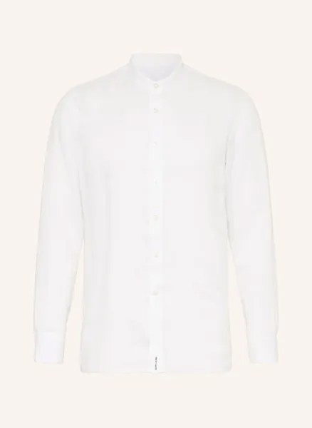 Льняная рубашка классического кроя с воротником-стойкой Baldessarini, белый