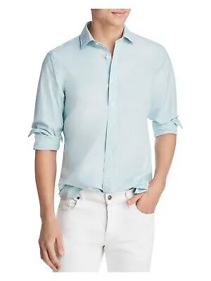 Дизайнерская брендовая мужская светло-голубая облегающая повседневная рубашка на пуговицах XXL