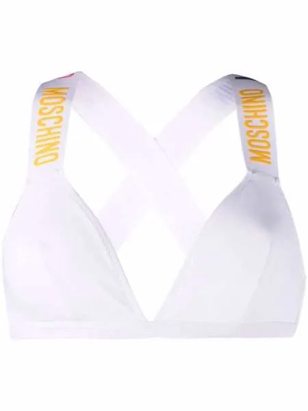 Moschino лиф бикини с треугольными чашками и логотипом