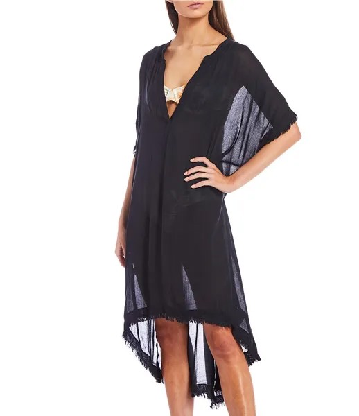 Billabong Found Love Марлевое купальное платье миди с v-образным вырезом, черный